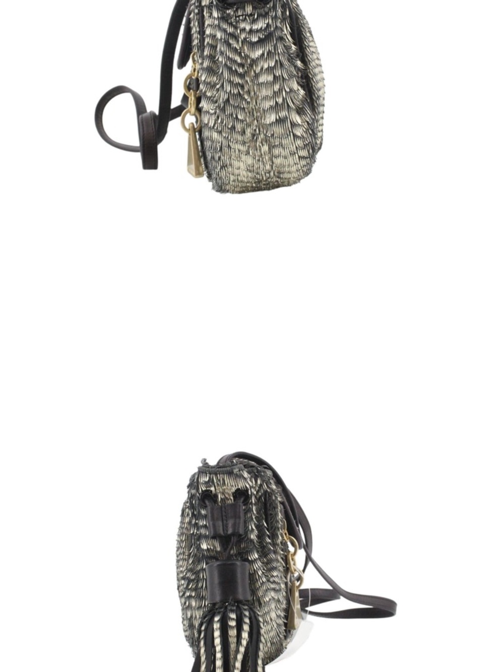 See by Chloe Metallic Black & Cream Woven Crossbody Bag with Gold Hardware - Picture 3 of 4